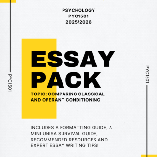 PYC1501 Essay Pack | Topic: Comparison between Classical and Operant Conditioning