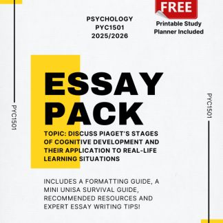 PYC1501 Essay Pack PLUS a Printable Study Schedule | UNISA: Psychology