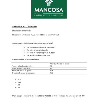 Mancosa Economics 1B KCQ 1 Revision