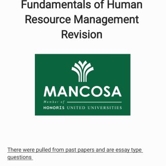 Mancosa Fundamentals of Human Resource management Revision