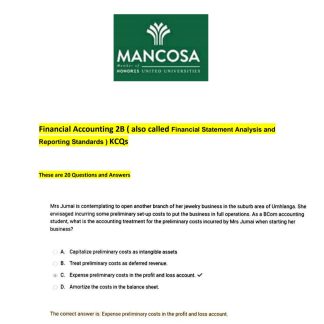 Mancosa Financial Accounting 2B KCQs