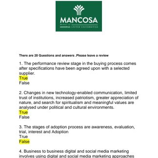 Mancosa Understanding approaches to marketing KCQs