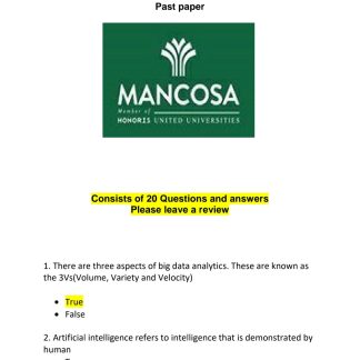 Mancosa Digital Transformation in the Business Environment KCQs
