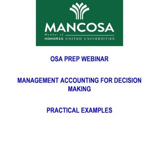 Mancosa Management Accounting for Decision making Revision