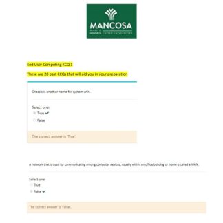 Mancosa End-User Computing KCQ 1 Revision