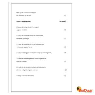 GRAAD 5 Kwartaal 3 Afrikaans toets met memo