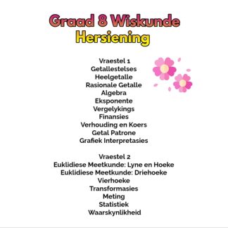 Graad 8 Wiskunde Hersiening Vraestel 1 en 2