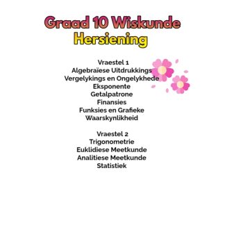 Graad 10 Wiskunde Hersiening Vraestel 1 en 2
