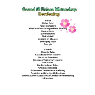 Graad 10 Fisiese Wetenskap Hersiening (Fisika en Chemie)