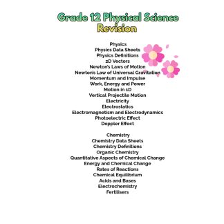 Grade 12 Physical Science Revision (Physics and Chemistry)