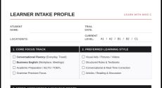 Learner intake template