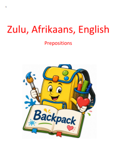 Zulu, English, Afrikaans Prepositions