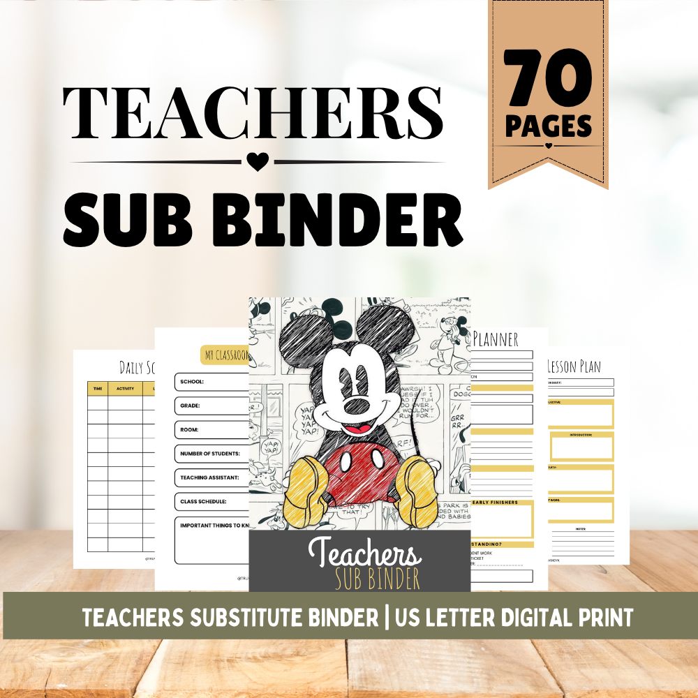 Substitute Teacher Binder | Emergency Lesson Plans & Fast Finisher Activities | Printable Teacher Resource