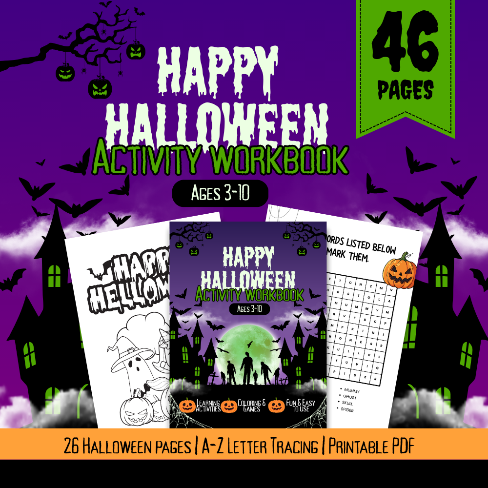 Halloween Activity Workbook for Kids | Preschool & Kindergarten | Coloring, Learning & Fun Activities