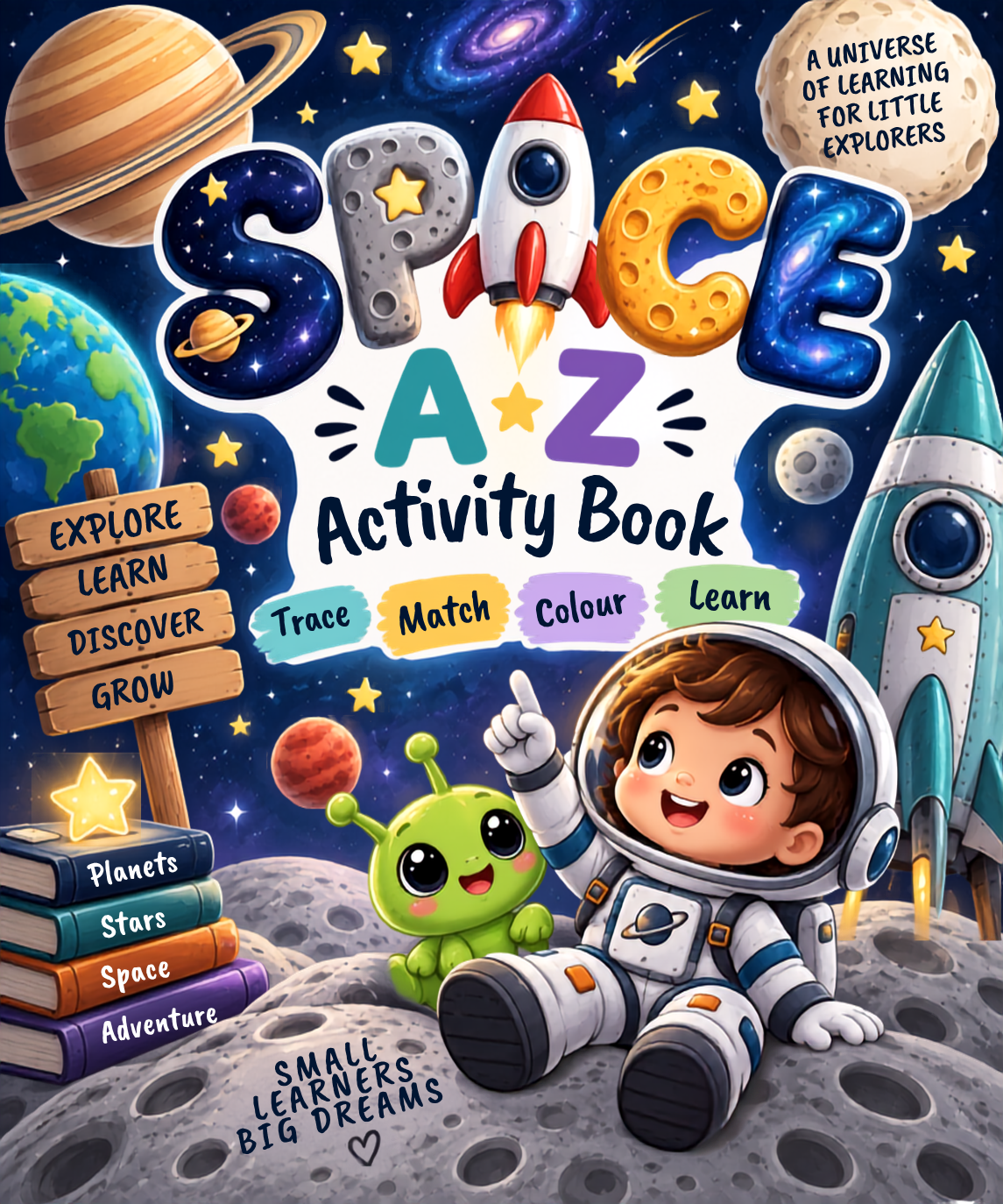 Space A–Z Activity Book | Alphabet Tracing, Matching & Colouring