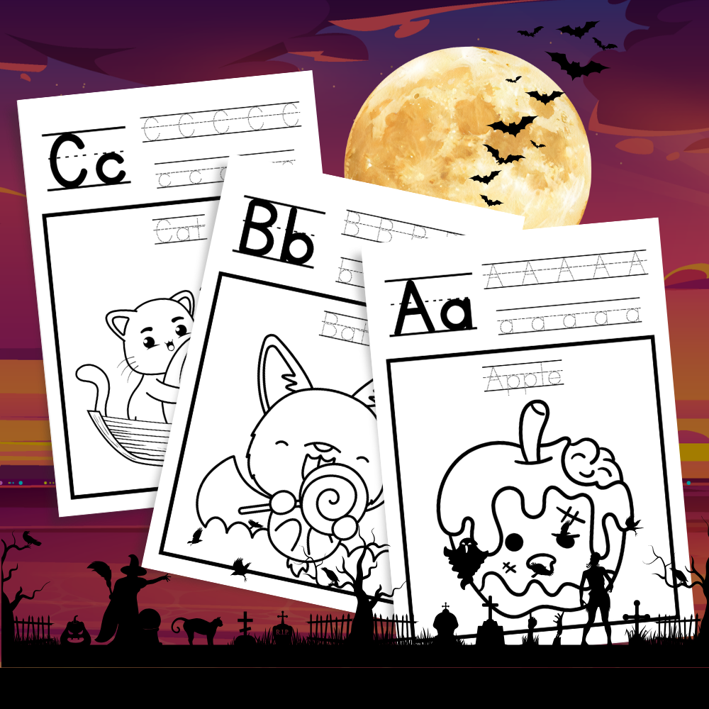 Halloween Alphabet Coloring & Word Tracing Worksheets | A-Z | Preschool & Kindergarten | Ages 2-6 - Image 2