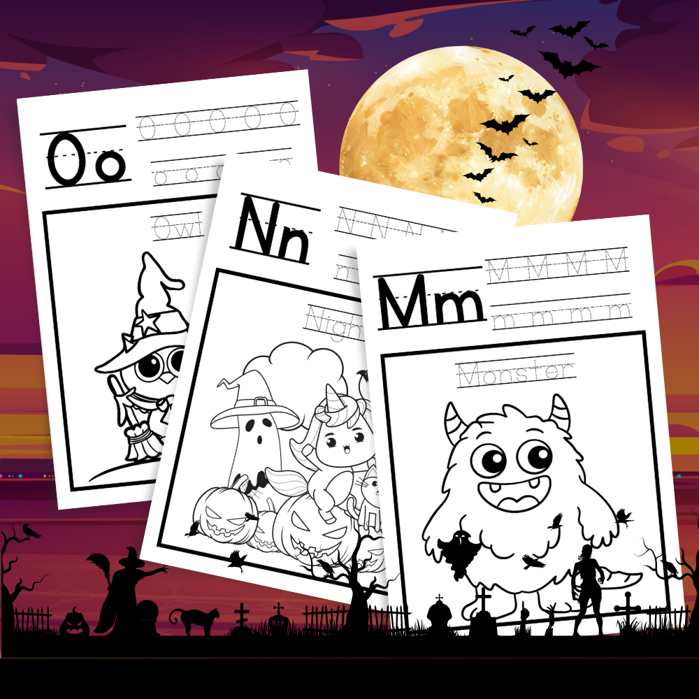 Halloween Alphabet Coloring & Word Tracing Worksheets | A-Z | Preschool & Kindergarten | Ages 2-6 - Image 3