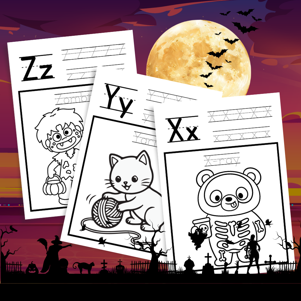 Halloween Alphabet Coloring & Word Tracing Worksheets | A-Z | Preschool & Kindergarten | Ages 2-6 - Image 4