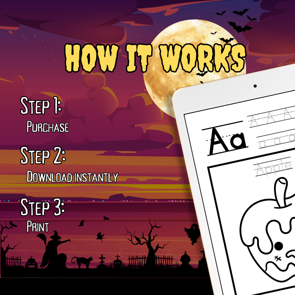 Halloween Alphabet Coloring & Word Tracing Worksheets | A-Z | Preschool & Kindergarten | Ages 2-6 - Image 5