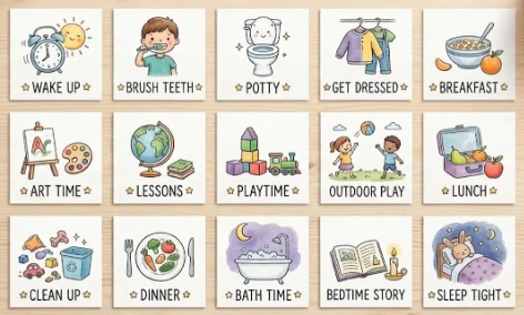 Visual Routine Cards for Kids, ADHD Autism Daily Schedule