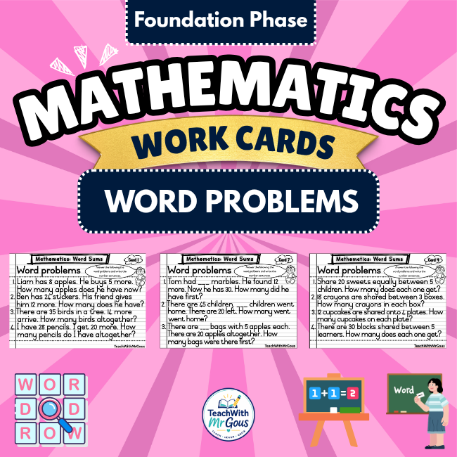 Grade 2 Mathematics Word Problems Workcards