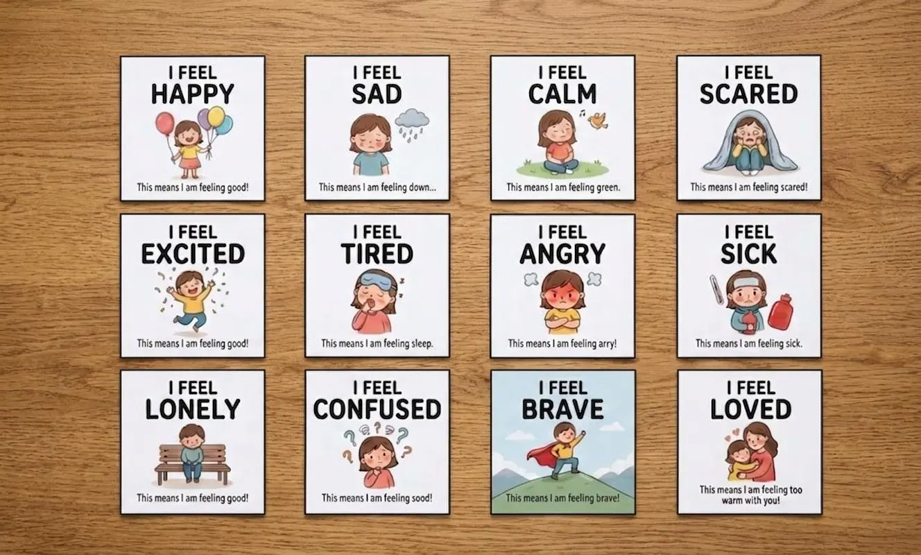 Toddler Emotions Flashcards – 12 Feelings Cards for Kids
