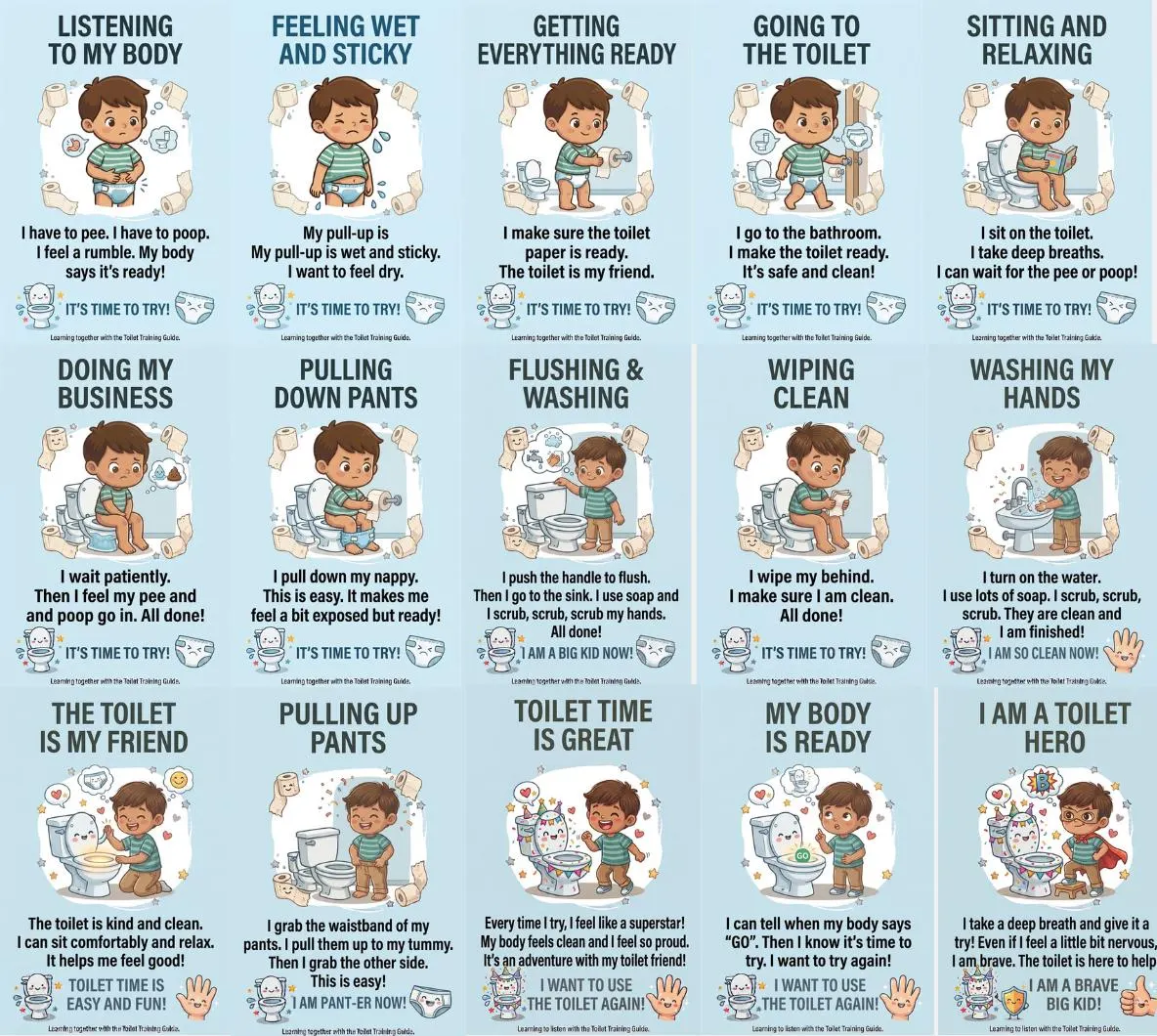 Potty Training Visual Learning Posters | Toddler | Autism | ADHD | Special needs learning