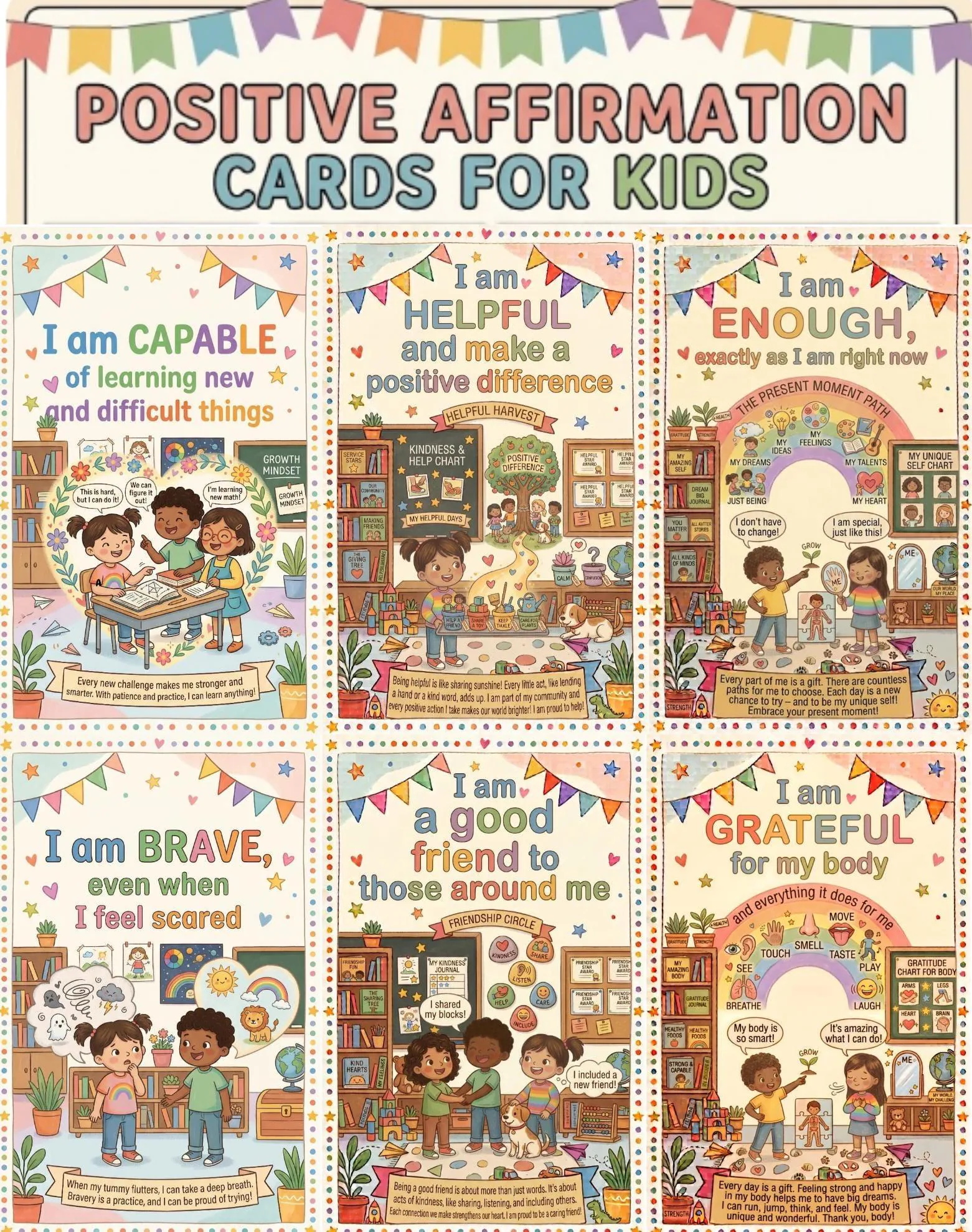 Affirmation posters to build your learners self-esteem | includes 19 colorful posters
